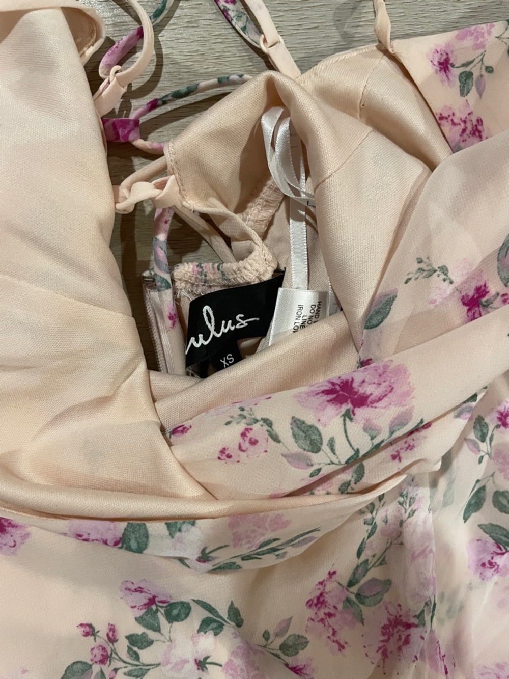 Lulu’s Sleeveless Cream Floral Wrap Maxi Dress with Ruffle Hem - Picture 3 of 5